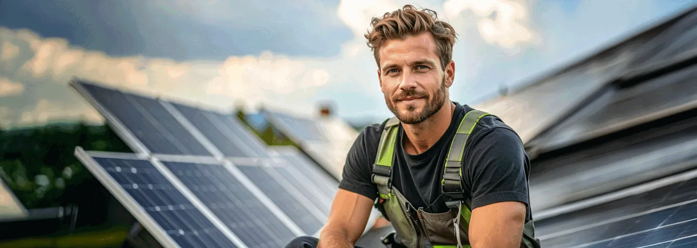 Field service technician working on a photovoltaic installation
