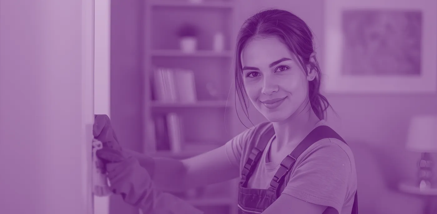 Cleaning professional at work in a commercial building