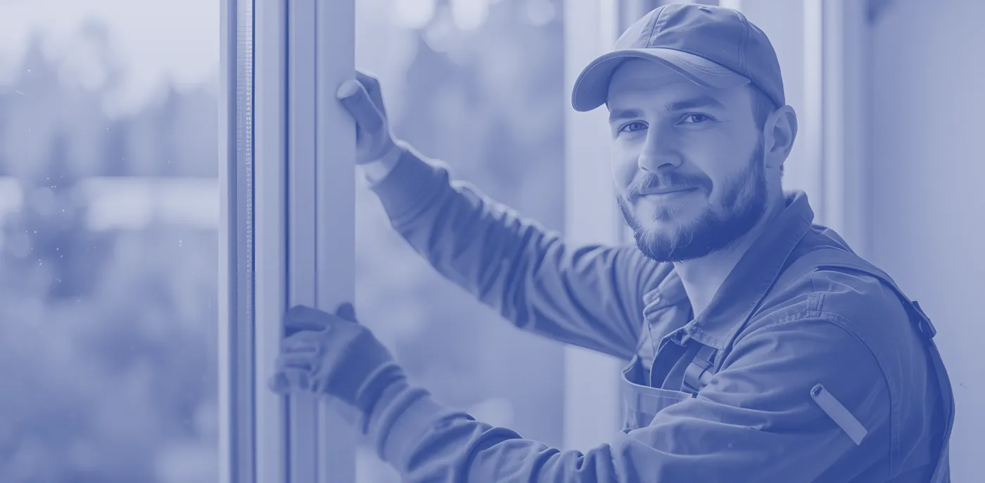 Installer fitting a window at a client's property